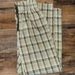 Light Academia/Cottagecore Green Plaid High Waisted Pants